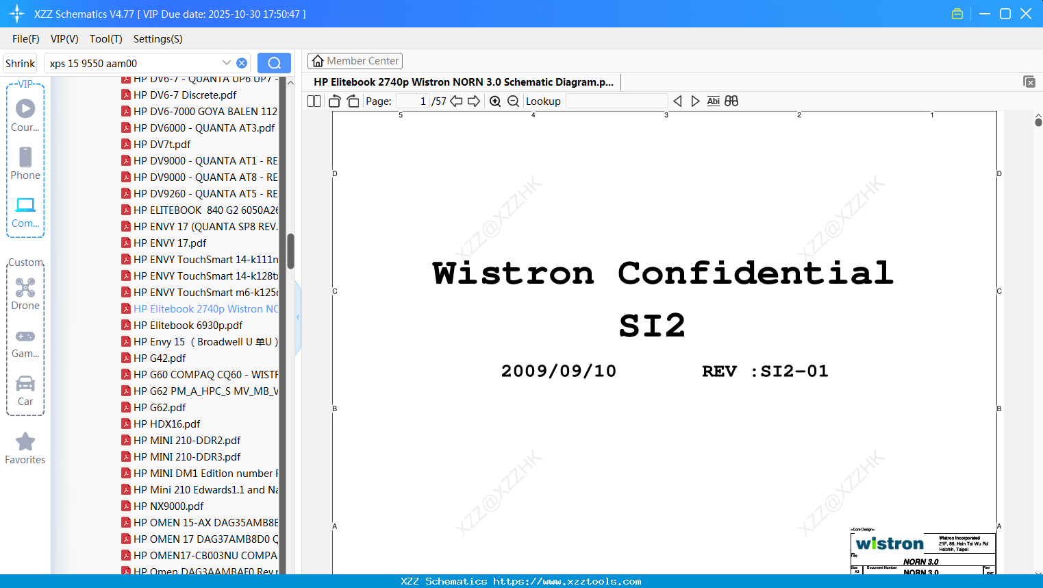 Laptop HP Elitebook 2740p Wistron NORN 3.0 Schematic Diagram